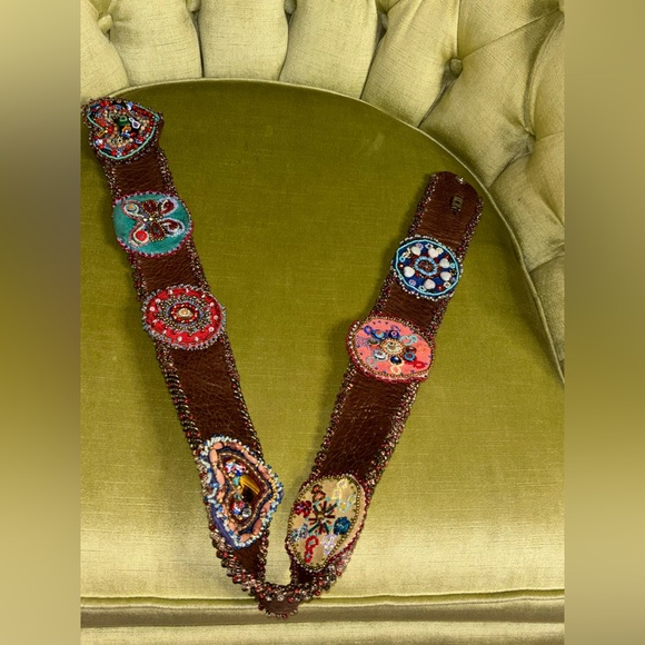 Vintage Handmade boho beaded belt Murano beads amazing piece rare find - Picture 13 of 16